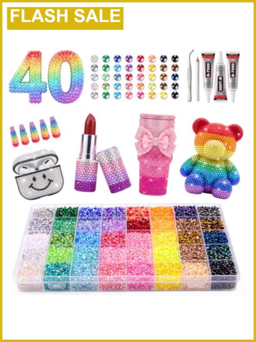 4mm Resin Rhinestones 40000Pcs Bedazzling Kit with B7000 Glue